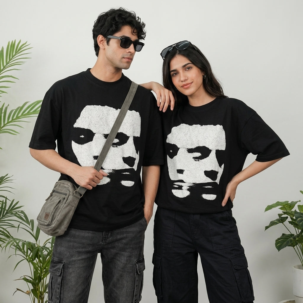 Dual Face Halftone | Oversized Graphic T-Shirt