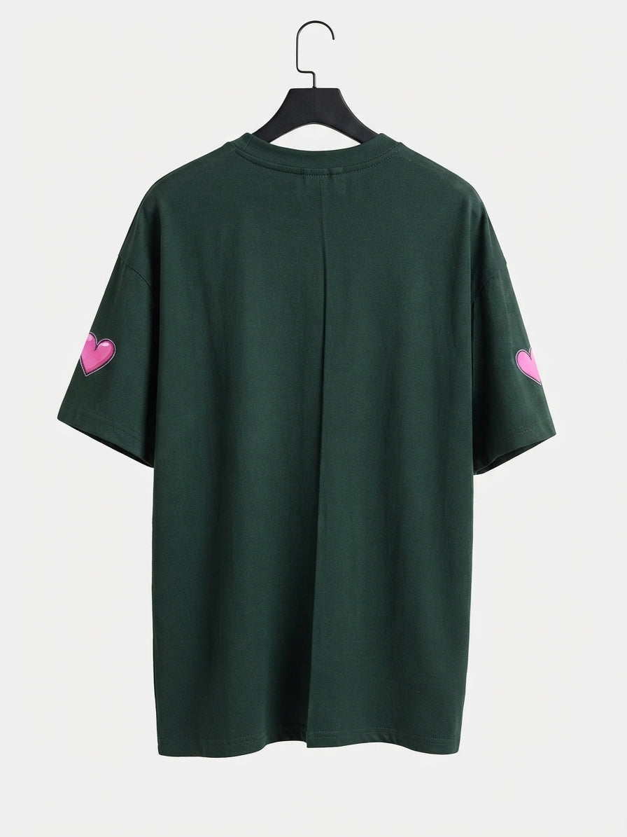 BE MINE Oversized Drop-Shoulder Tee – Forest Green