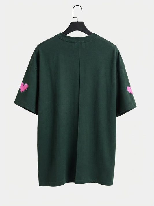 BE MINE Oversized Drop-Shoulder Tee – Forest Green