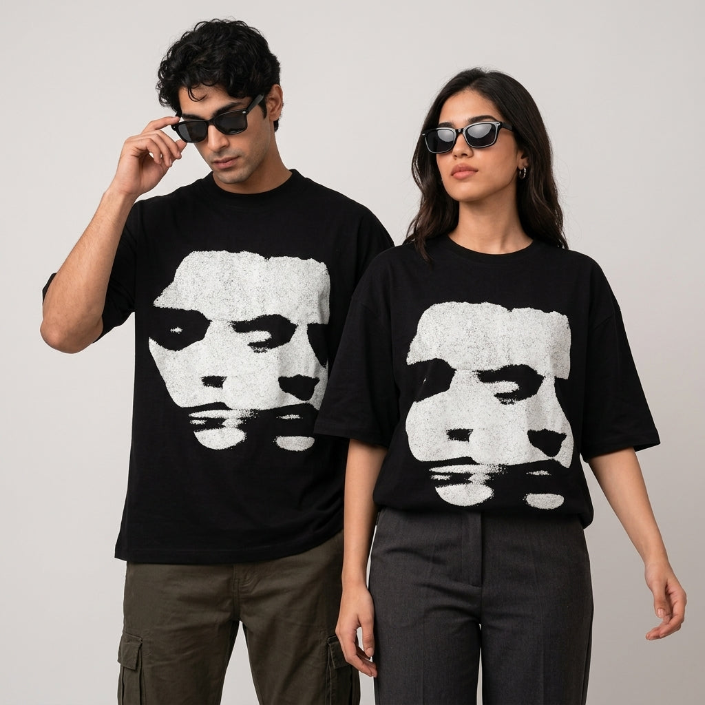 Dual Face Halftone | Oversized Graphic T-Shirt