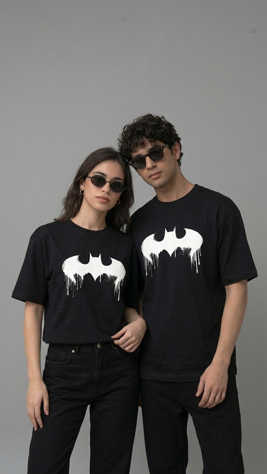 BATMAN Splatter Oversized Drop-Shoulder Tee – Black