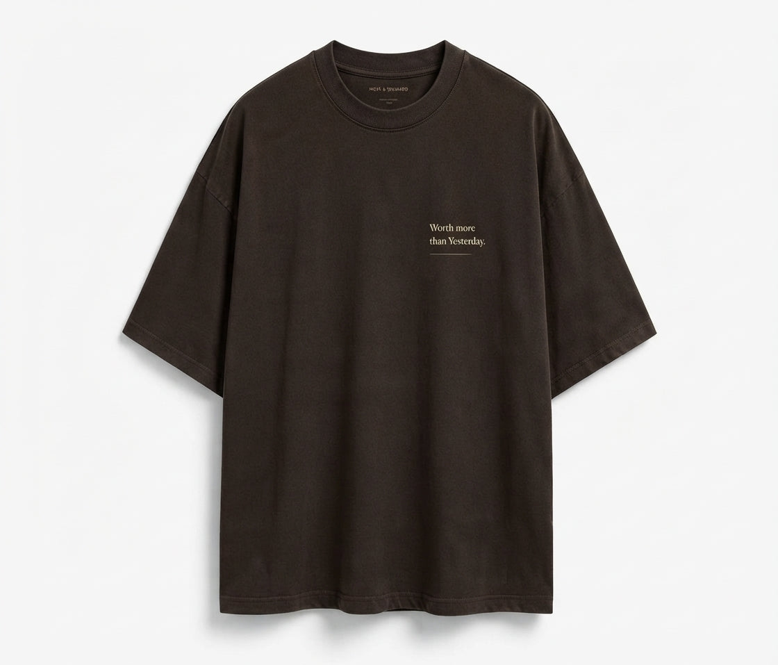 "DOLLAR" Drop-Shoulder Graphic Tee in Vintage Brown