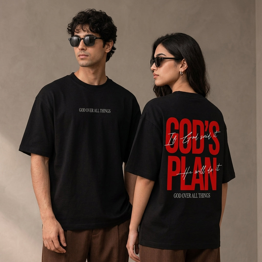 God Over All Things | Oversized Drop-Shoulder Tee – Black