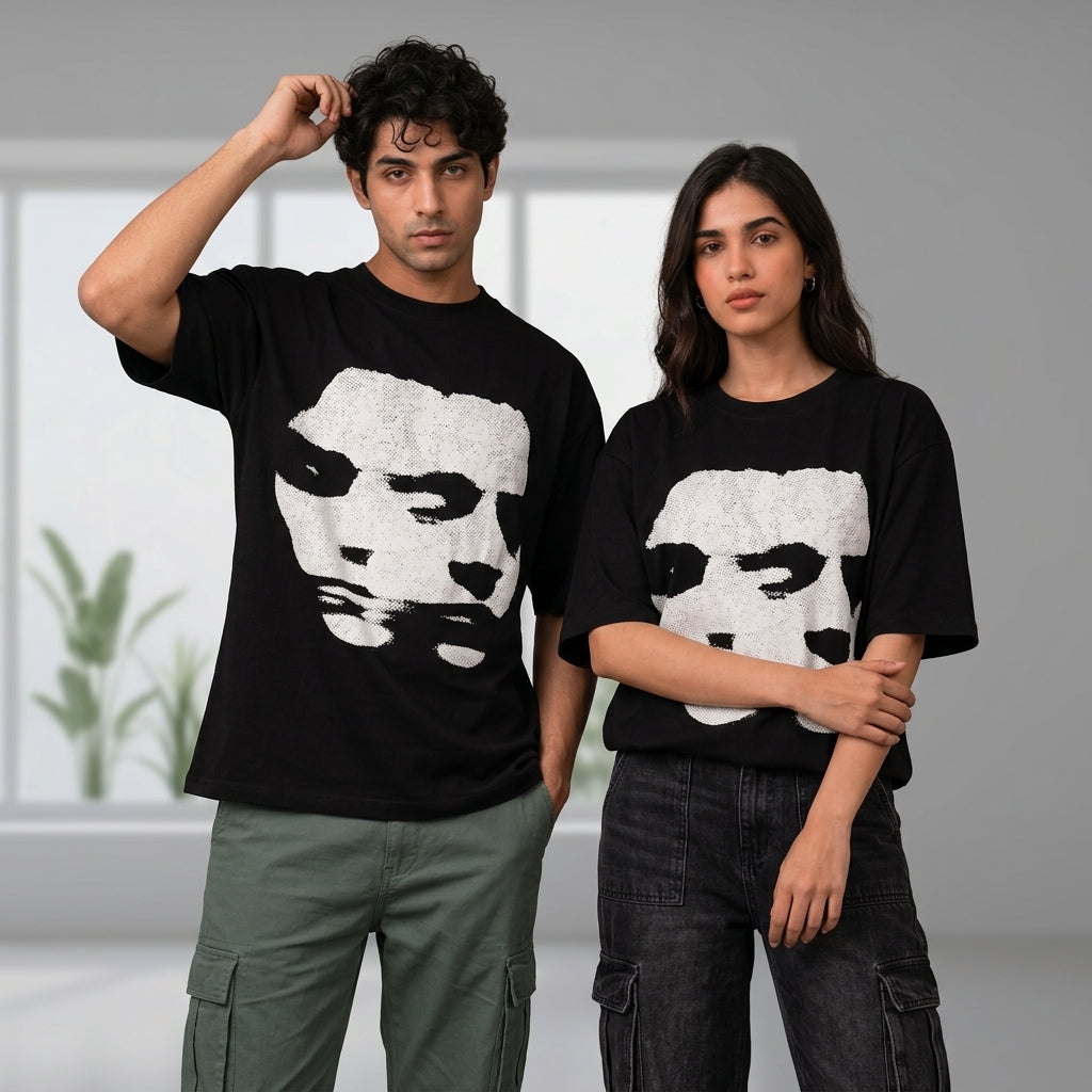 Dual Face Halftone | Oversized Graphic T-Shirt
