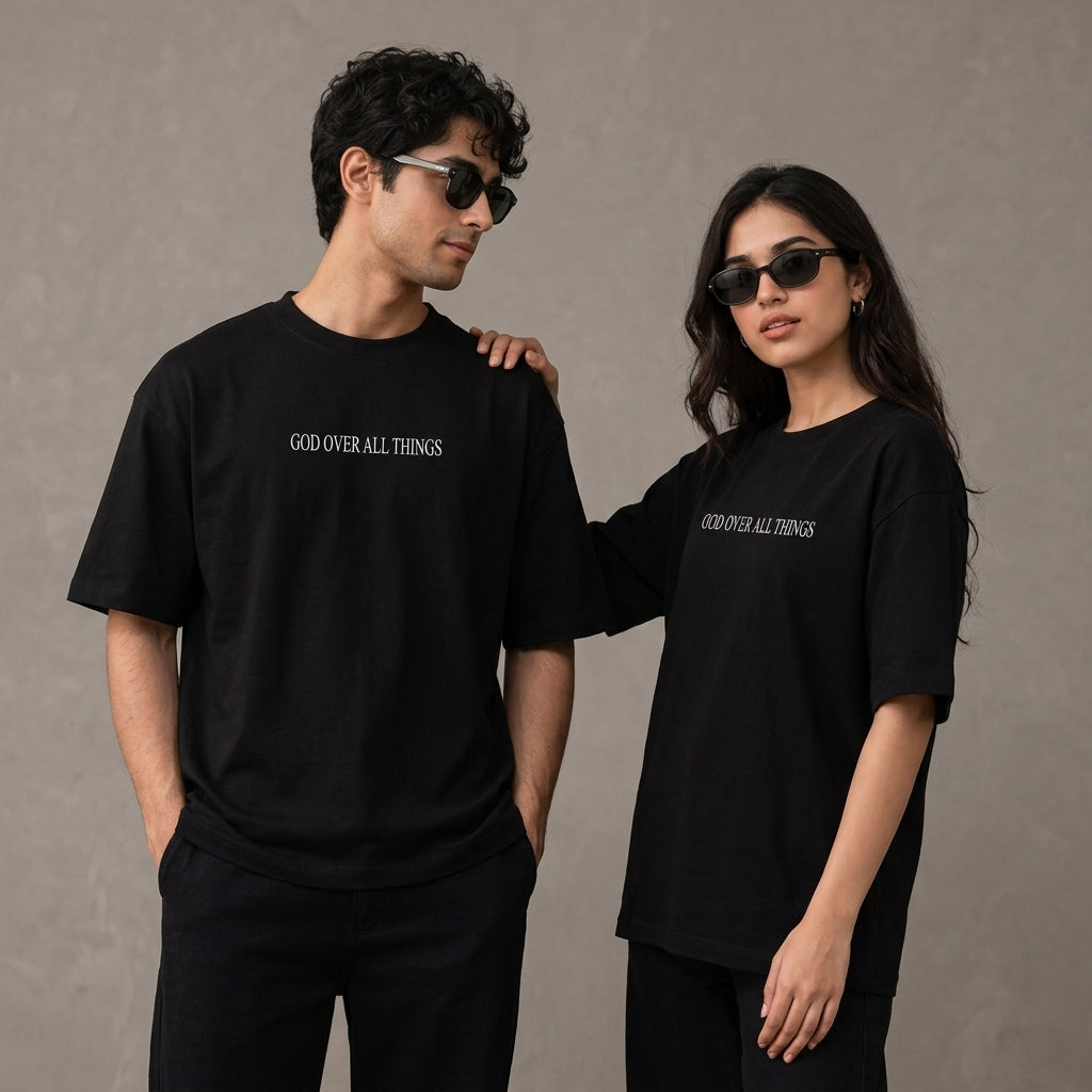 God Over All Things | Oversized Drop-Shoulder Tee – Black